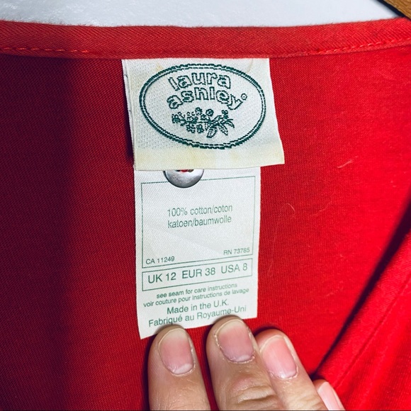 VINTAGE 1980s Laura Ashley Cotton Short Sleeve Dress - Picture 6 of 8